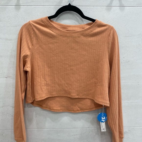 Cupshe Creamsicle Rib Round Neck Sweatshirt - Picture 2 of 2
